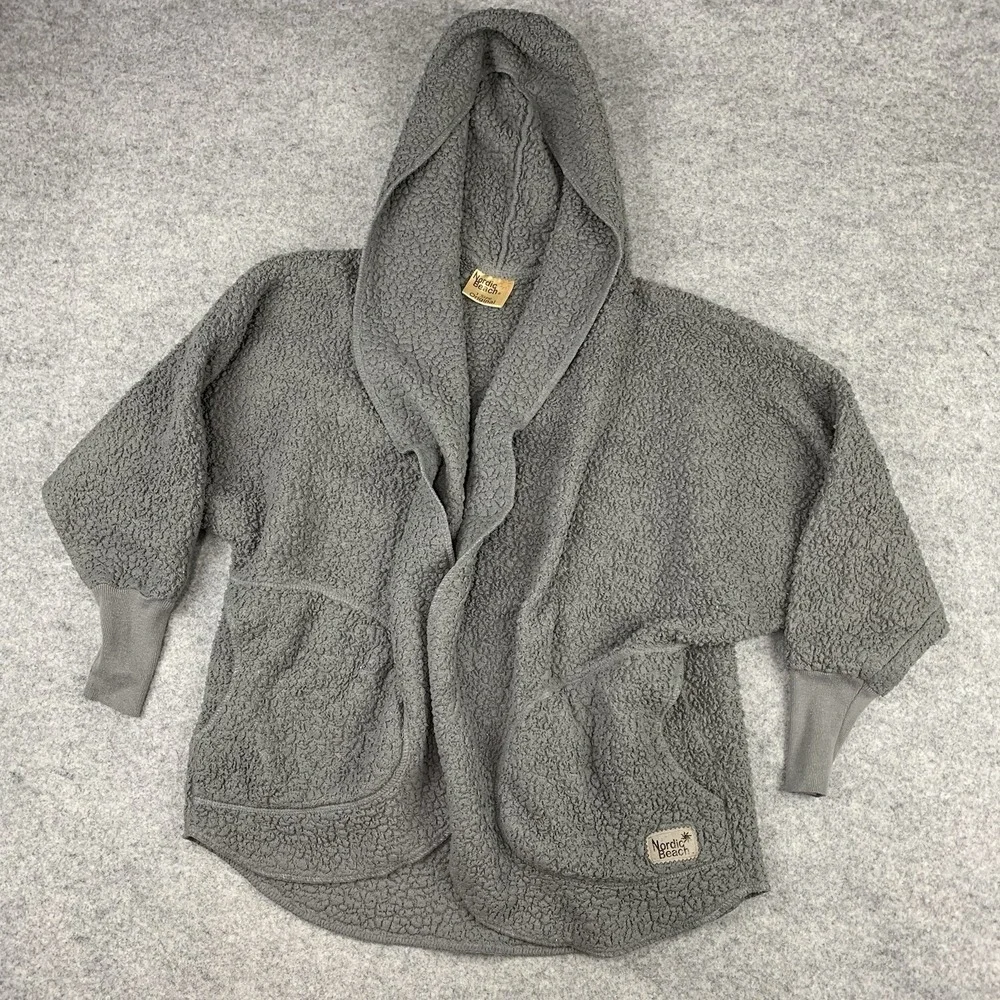 NORDIC BEACH Hooded Body Wrap Cardigan Koala Gray Size One Size